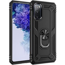Mobigear Armor Ring Samsung Galaxy S20 FE Hülle Hardcase Backcover Stoßfest mit Ringhalter - Schwarz