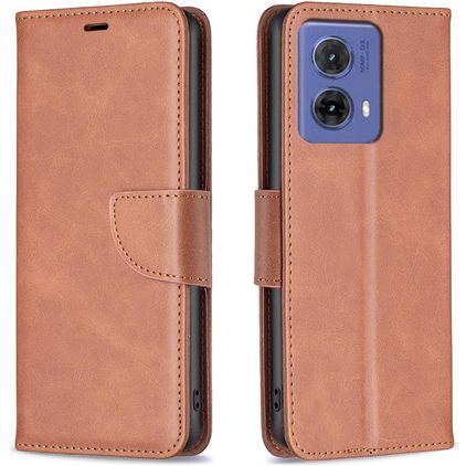 Mobigear Excellent Motorola Moto G85 Hülle Klapphülle Geldbörse - Braun