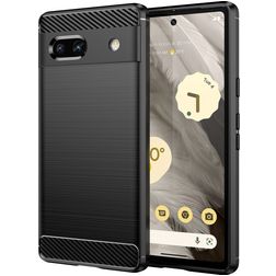 Mobigear Brushed Slim Google Pixel 7a Hülle Flexibles TPU Backcover - Schwarz