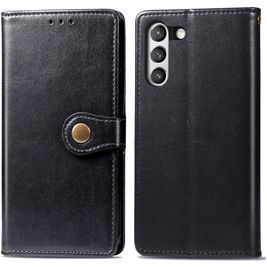 Mobigear Snap Button Samsung Galaxy S21 FE Hülle Klapphülle Geldbörse - Schwarz