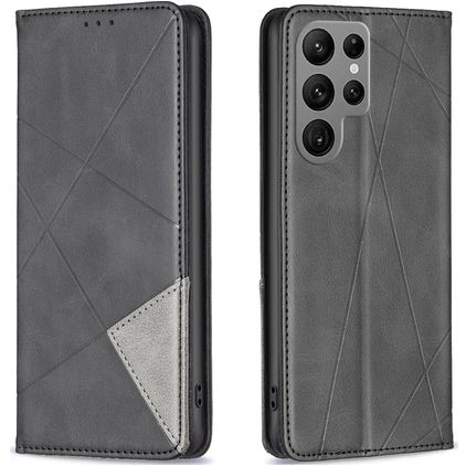 Mobigear Rhombus Slim Samsung Galaxy S23 Ultra Hülle Klapphülle - Schwarz