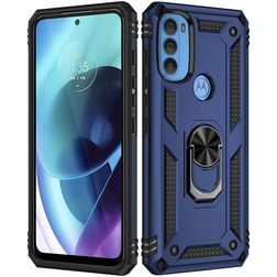 Mobigear Armor Ring Motorola Moto G71 5G Hülle Hardcase Backcover Stoßfest mit Ringhalter - Blau