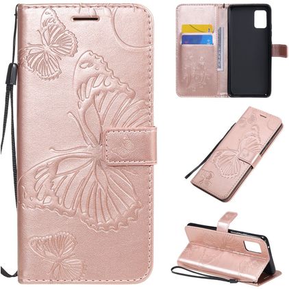 Mobigear Butterfly Samsung Galaxy A51 5G Klapphülle Portemonnaie - Roségold