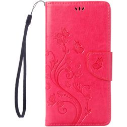 Mobigear Flowers iPhone SE (2020) Hülle Klapphülle Geldbörse - Magenta