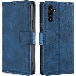 Mobigear Croco Samsung Galaxy A04s Hülle Klapphülle Geldbörse - Blau