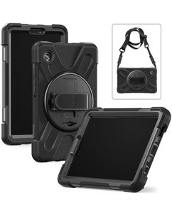 Xccess Survivor All-round Samsung Galaxy Tab A11 Plus Hülle Kunststoff / Silikon Backcover + Schultergurt + Ständer - Schwarz
