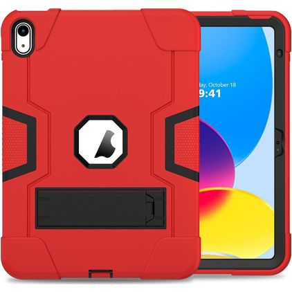 Mobigear ShieldStand iPad 11 (2025) Hülle Kunststoff,Silikon Backcover + Ständer - Schwarz / Rot
