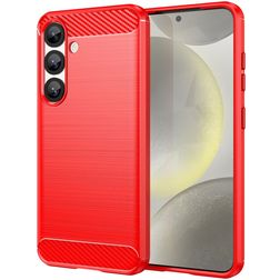 Mobigear Brushed Slim Samsung Galaxy S25 Hülle Flexibles TPU Backcover - Rot