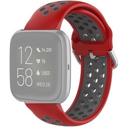 Mobigear Sport Plus Buckle Silikon Fitbit Versa 2 Armband Dornschließe - Rot / Grau