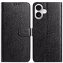 Mobigear Flowers iPhone 17 Hülle Klapphülle Geldbörse - Schwarz