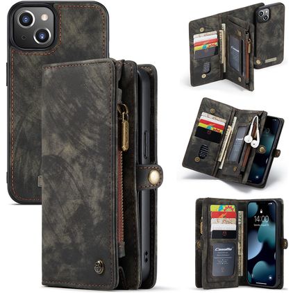 Caseme 008 iPhone 13 Mini Hülle Abnehmbare 2in1 Klapphülle Geldbörse - Schwarz