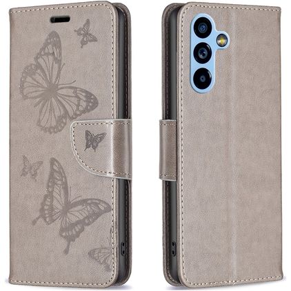 Mobigear Butterfly Samsung Galaxy A54 Klapphülle Portemonnaie - Grau