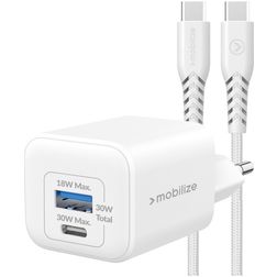 Mobilize Wall Charger Dual USB / USB-C USB-C 1.2 Meter Power Delivery 30W - Weiß