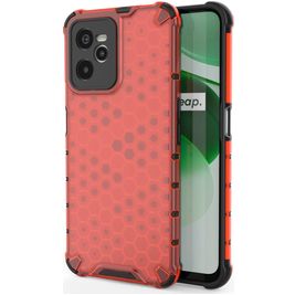 Mobigear Honeycomb Realme C35 Hülle Hardcase Backcover Stoßfest - Rot