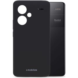 Mobilize Rubber Gelly Xiaomi Redmi Note 13 Pro Plus Hülle Flexibles TPU Backcover - Schwarz