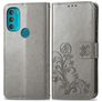 Mobigear Clover Motorola Moto G71 5G Hülle Klapphülle Geldbörse - Grau