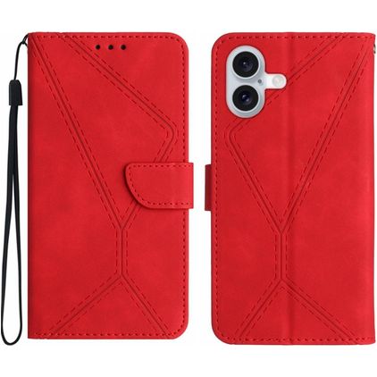 Mobigear Stitch iPhone 17 Hülle Klapphülle Geldbörse - Rot