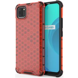 Mobigear Honeycomb Realme C11 (2020) Hülle Hardcase Backcover Stoßfest - Rot