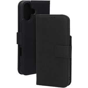 Mobiparts Wallet iPhone 16 Plus MagSafe Hülle Echtes Leder Klapphülle Geldbörse - Schwarz