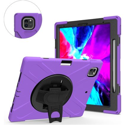 Mobigear SureGrip XGuard iPad Pro 13 Zoll (2024) Hülle Kunststoff,Silikon Backcover + Stifthalter + Schulterträger + Ständer - Lila