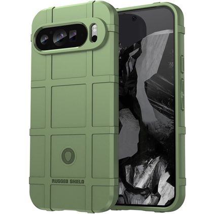 Mobigear Rugged Shield Google Pixel 9 Pro Hülle Flexibles TPU Backcover Stoßfest - Grün