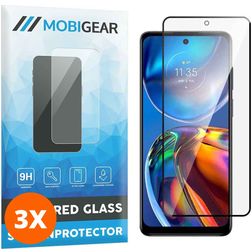 Mobigear Premium Motorola Moto E32s Panzerglas Gehärtetes Glas Displayschutz - Hüllenfreundlich - Schwarz (3er Pack)