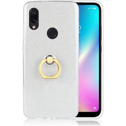 Mobigear Glitter Ring Xiaomi Redmi 7 Hülle Flexibles TPU Backcover mit Ringhalter - Silber