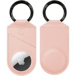 Valenta Snap Apple AirTag Hülle Echtes Leder Schlüsselanhänger - Pink
