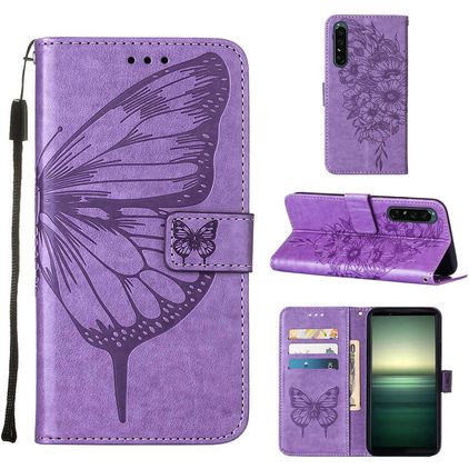 Mobigear Butterfly Sony Xperia 1 IV Klapphülle Portemonnaie - Lila