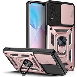 Mobigear Armor Ring Cam Slide Vivo Y33s Hülle Hardcase Backcover Stoßfest mit Ringhalter und Kamera Slider - Roségold