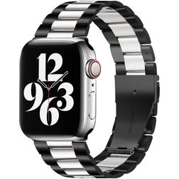 Mobigear Antwerp Edelstahl Apple Watch Armband Faltschließe - 42/41/40/38 mm - Schwarz / Weiß