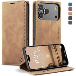CaseMe 013 iPhone 17 Pro Hülle Klapphülle Geldbörse - Braun