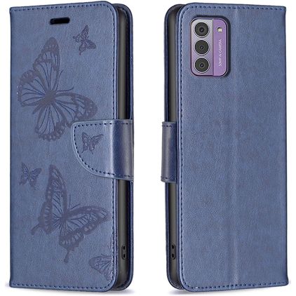 Mobigear Butterfly Nokia G42 Klapphülle Portemonnaie - Dunkelblau