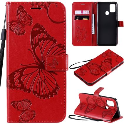 Mobigear Butterfly Samsung Galaxy A21s Hülle Klapphülle Geldbörse - Rot