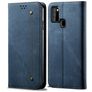 Mobigear Denim Slim Samsung Galaxy A21s Hülle Klapphülle Geldbörse - Blau