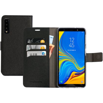 Mobiparts Saffiano Wallet Samsung Galaxy A7 (2018) Klapphülle Portemonnaie - Schwarz