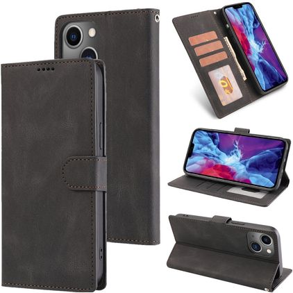 Mobigear Wallet iPhone 14 Hülle Klapphülle Geldbörse - Schwarz