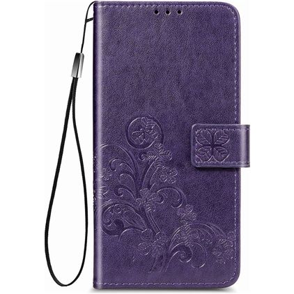 Mobigear Clover Motorola One Fusion Plus Hülle Klapphülle Geldbörse - Lila