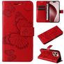 Mobigear Butterfly iPhone 16 Pro Hülle Klapphülle Geldbörse - Rot
