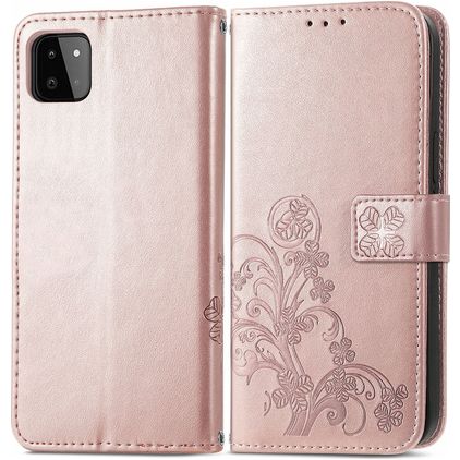 Mobigear Clover Samsung Galaxy A22 5G Hülle Klapphülle Geldbörse - Roségold