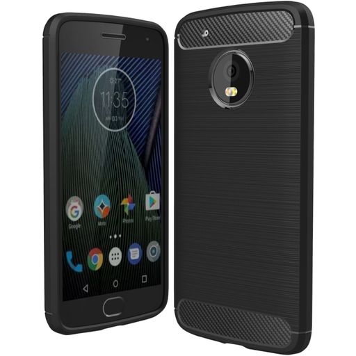 Mobigear Brushed Slim Motorola Moto G5 Plus Hülle Flexibles TPU Backcover - Schwarz