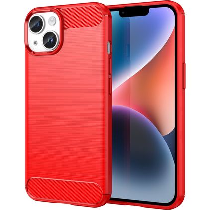 Mobigear Brushed Slim iPhone 15 Plus Hülle Flexibles TPU Backcover - Rot