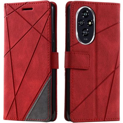 Mobigear Rhombus HONOR 200 Klapphülle Portemonnaie - Rot