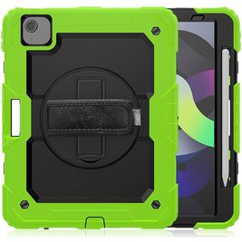 Mobigear SureGrip Xtreme iPad Air 4 (2020) Hülle Kunststoff,Silikon Backcover + Stifthalter + Schulterträger + Ständer - Schwarz / Grün