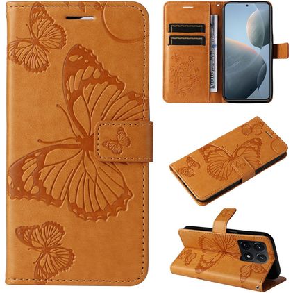 Mobigear Butterfly Xiaomi 14T Hülle Klapphülle Geldbörse - Cognac