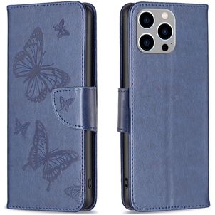 Mobigear Butterfly iPhone 15 Pro Max Hülle Klapphülle Geldbörse - Blau