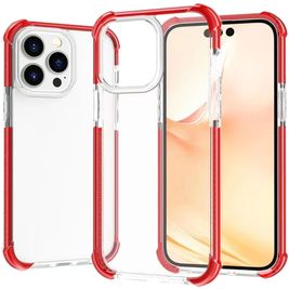 Mobigear Full Bumper iPhone 14 Pro Max Hülle Hardcase Backcover Stoßfest - Transparent / Rot