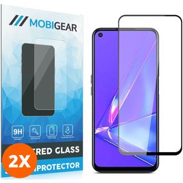 Mobigear Premium OPPO A92 Panzerglas Gehärtetes Glas Displayschutz - Hüllenfreundlich - Schwarz (2er Pack)