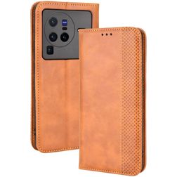 Mobigear Sensation Vivo X80 Pro Hülle Klapphülle Geldbörse - Cognac