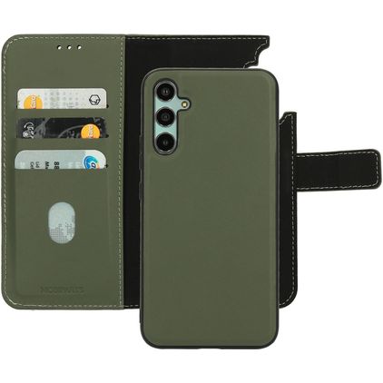Mobiparts Samsung Galaxy A34 Hülle Echtes Leder Abnehmbare 2in1 Klapphülle Geldbörse - Grün